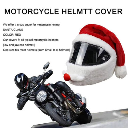 Motorcycle Santa Claus Funny Cover Elastic Santa Claus Christmas Hat Santa Claus Helmet Cover Motorcycle Accessoories