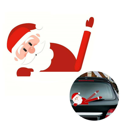 Car Window Wiper Sticker Xmas Santa Claus Cartoon Rear Windshield Window Waving Stickers Decals Car Christmas Accessories
