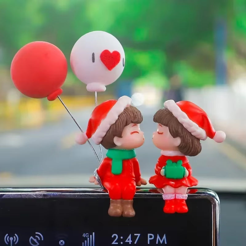 New Car Decoration Cute Cartoon Balloon Couples Action Figure Figurines Auto Interior Accessories for Christmas Girls Gifts