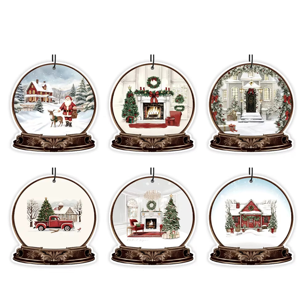 Car Air Freshener Hanging Fragrant Paper for Honda Volvo Hyundai Christmas Gifts Tree Decorations Ornaments 6Set Accessories