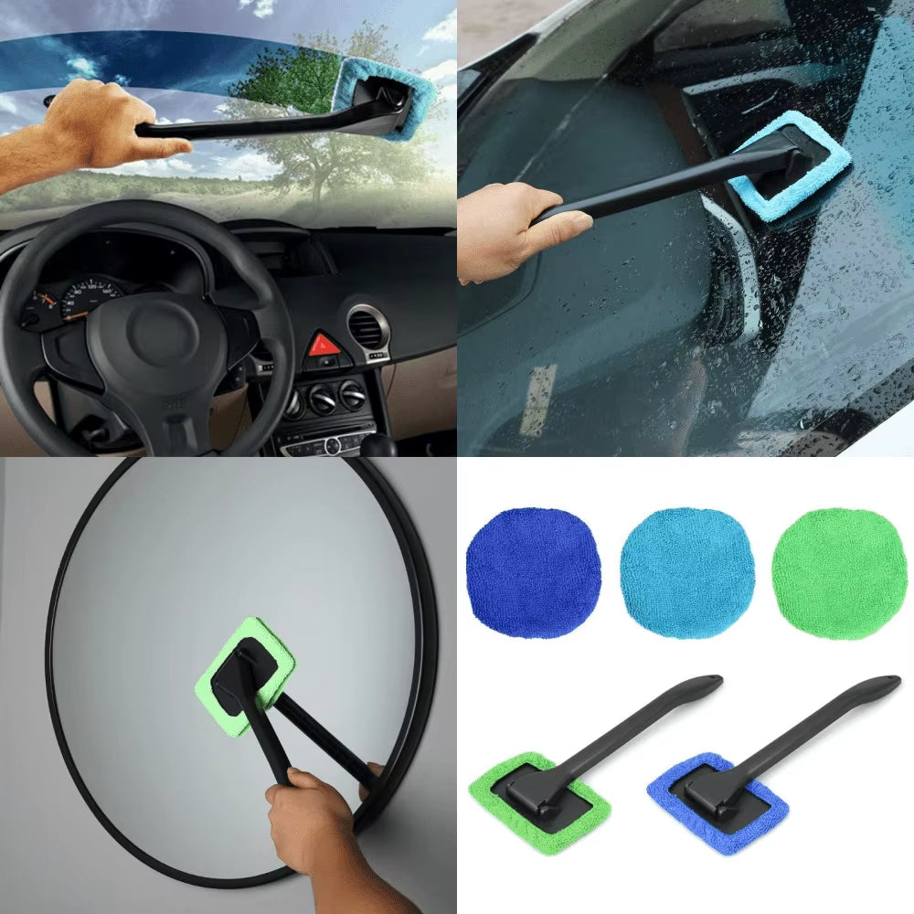 Auto Car Window Cleaner Brush Kit Windshield Cleaning Wash Tool inside Interior Glass Wiper with Long Handle Car Accessories