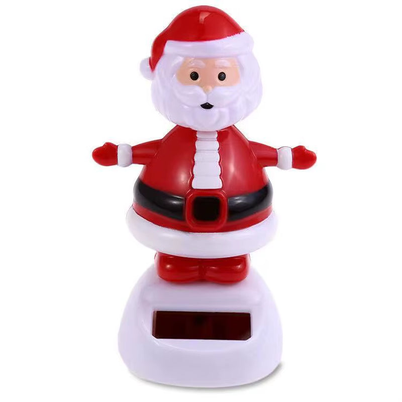 Christmas Car Decoration Solar Dancing Santa Claus Car Ornament Tree Elk Snowman Bobblehead Doll Merry Christmas Gift Accessory