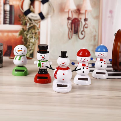 Christmas Car Decoration Solar Dancing Santa Claus Car Ornament Tree Elk Snowman Bobblehead Doll Merry Christmas Gift Accessory