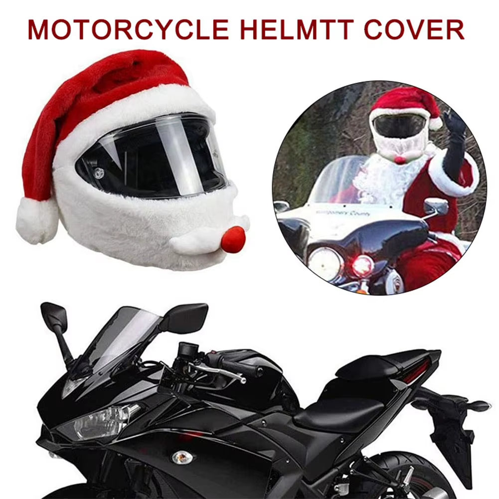 Motorcycle Santa Claus Funny Cover Elastic Santa Claus Christmas Hat Santa Claus Helmet Cover Motorcycle Accessoories