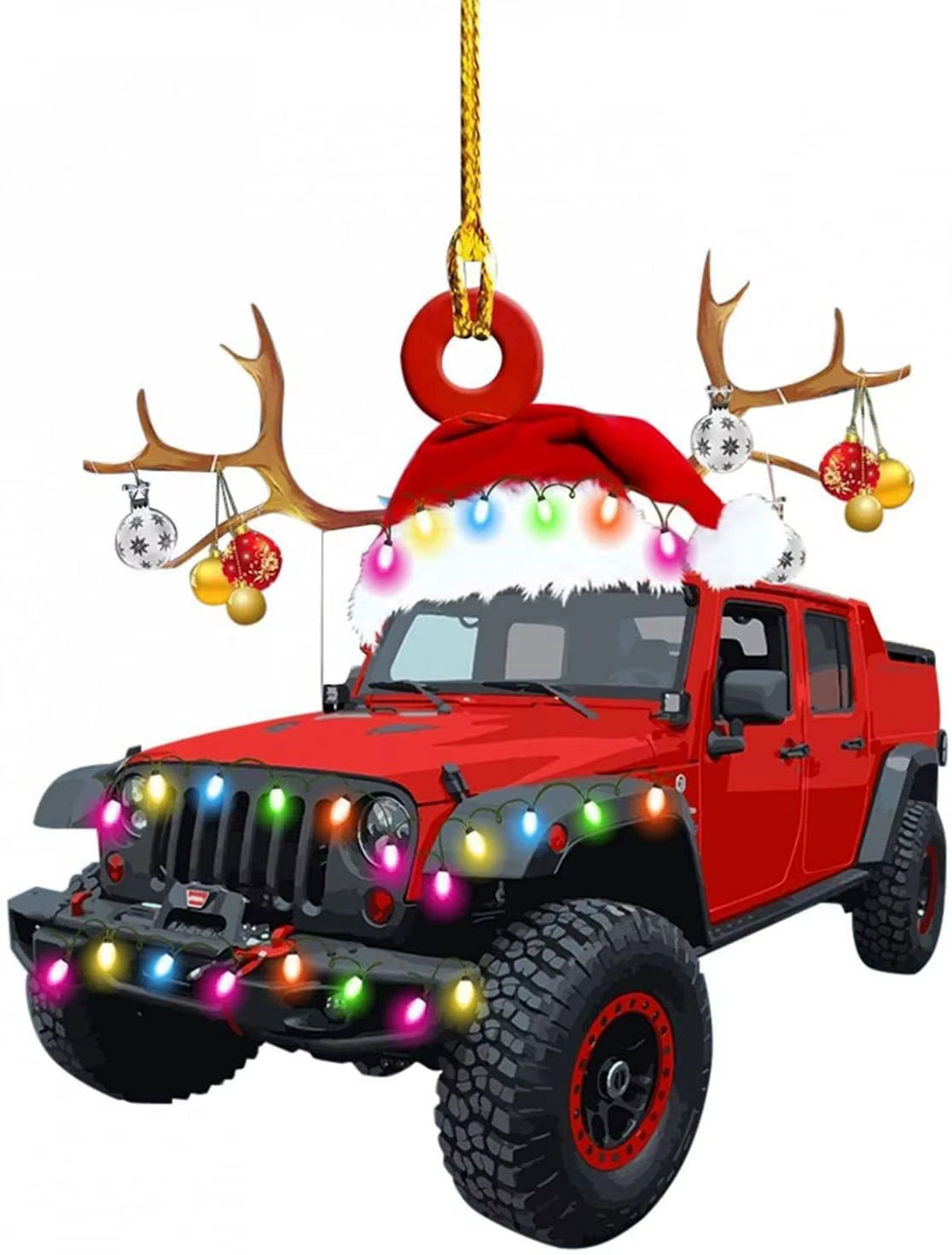 Truck Excavator Fire Truck Jeep Shape Hanging Decoration 2D Vivid Pattern Car Themed Acrylic Flat Pendant for Auto Interior