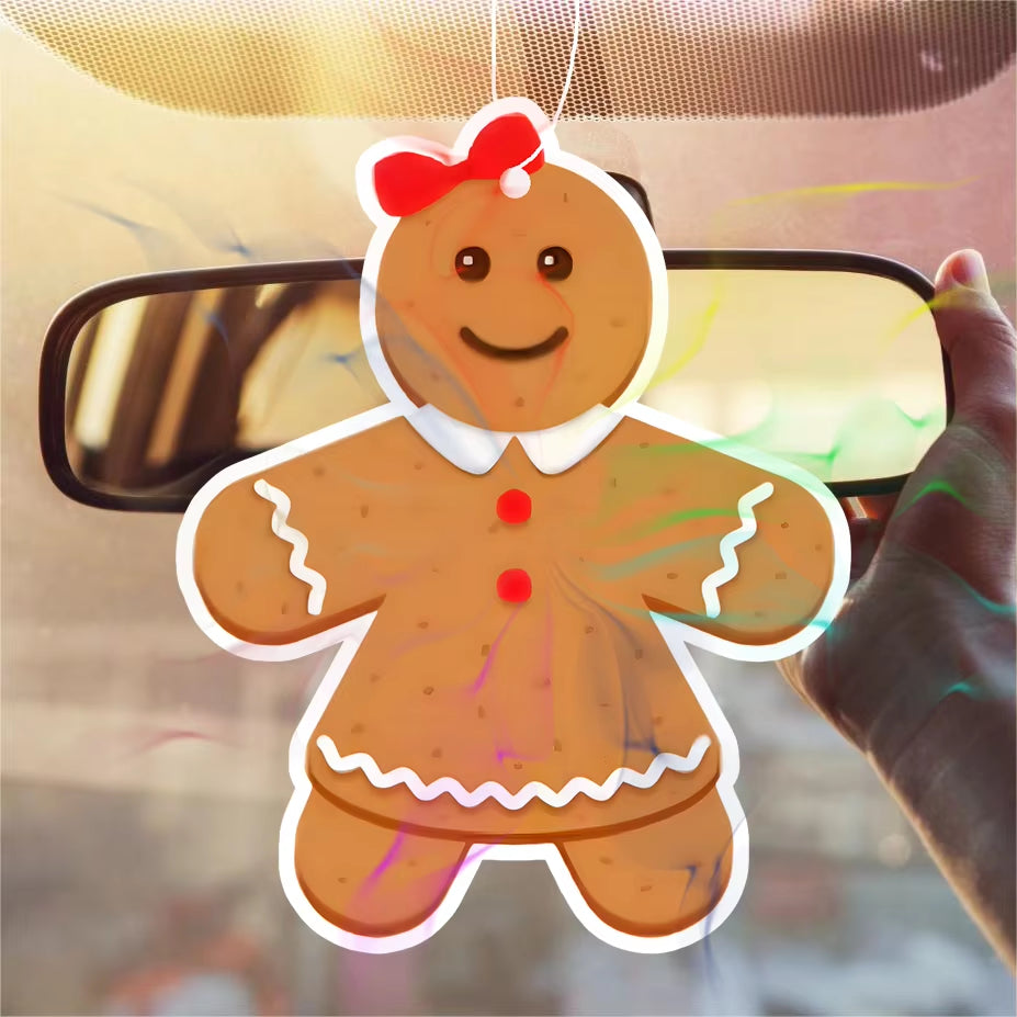 1/3Pcs Shaped Ginger Villain Christmas Scent Tablet Car Air Freshener Hanging Air Freshener Perfume Scented Rearview Mirror