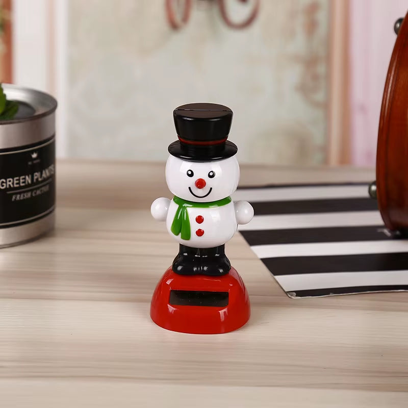 Christmas Car Decoration Solar Dancing Santa Claus Car Ornament Tree Elk Snowman Bobblehead Doll Merry Christmas Gift Accessory