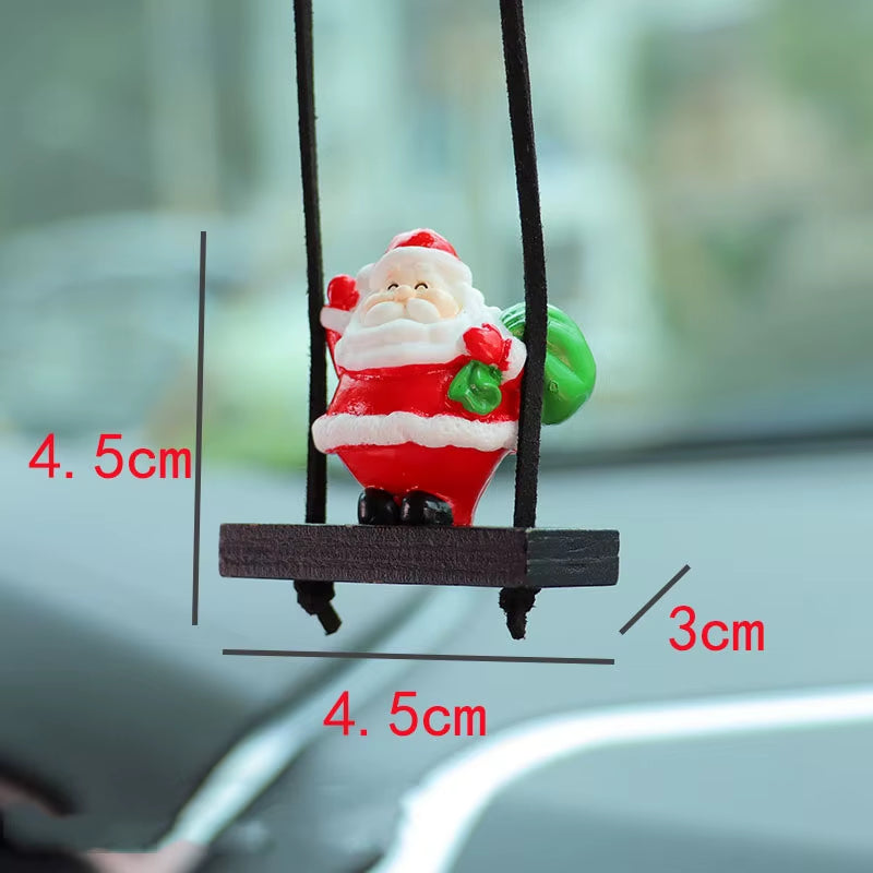 Swing Christmas Car Pendant Car Rearview Mirror Hanging Ornaments Swing Santa Claus Pendant Automobile Decoration Accessories