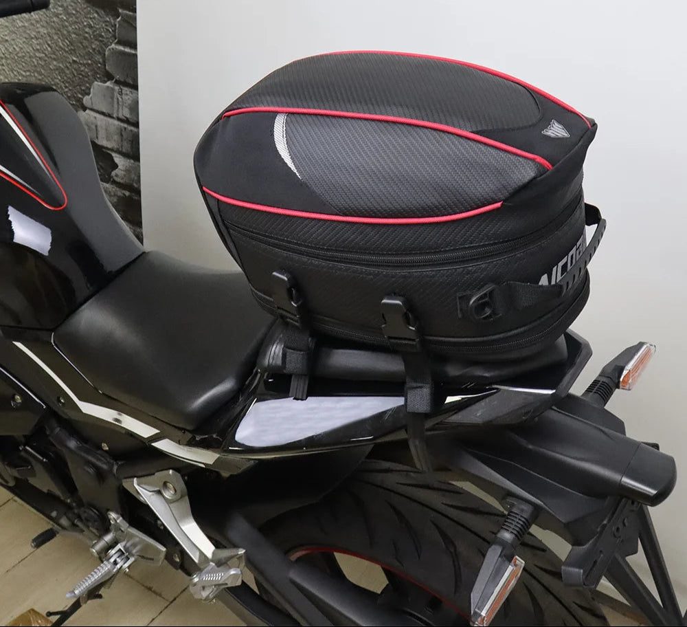 Motorcycle Tail Bag Black Motorbike Waterproof Tail Travel Rider Luggage Rear Back Seat Bag Large Capacity Saddle Bag