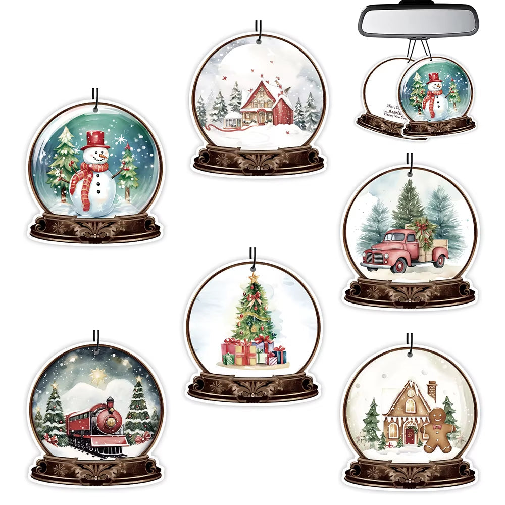 Car Air Freshener Hanging Fragrant Paper for Honda Volvo Hyundai Christmas Gifts Tree Decorations Ornaments 6Set Accessories