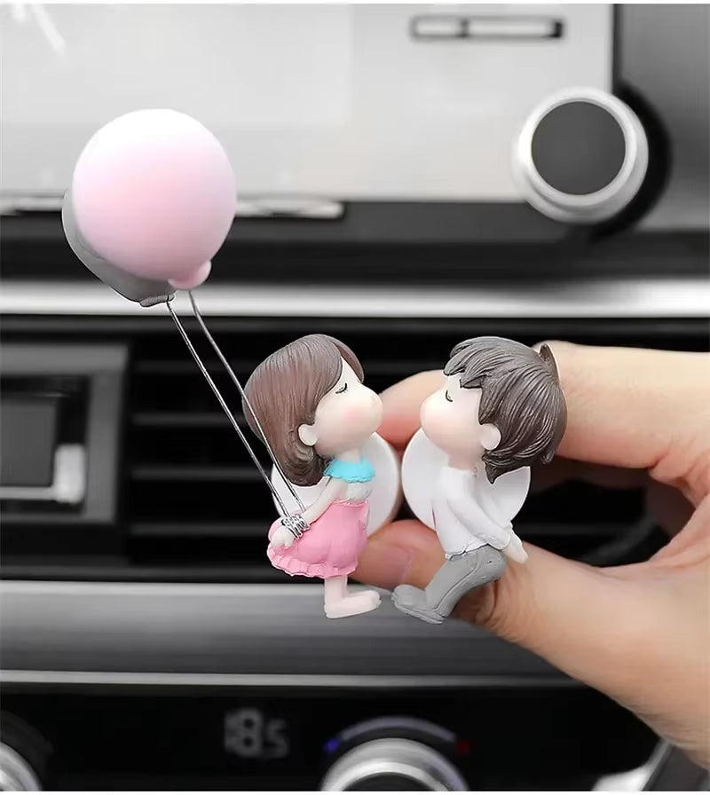 New Car Decoration Cute Cartoon Balloon Couples Action Figure Figurines Auto Interior Accessories for Christmas Girls Gifts