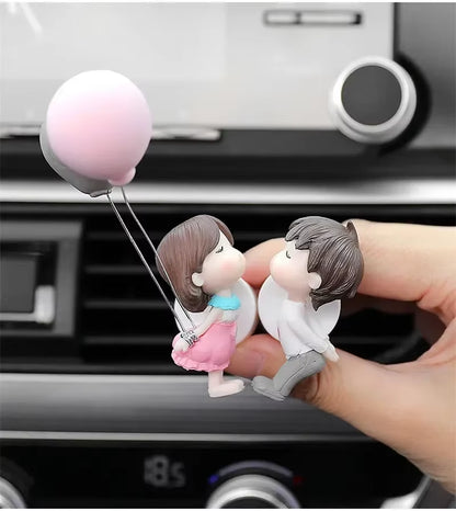 New Car Decoration Cute Cartoon Balloon Couples Action Figure Figurines Auto Interior Accessories for Christmas Girls Gifts