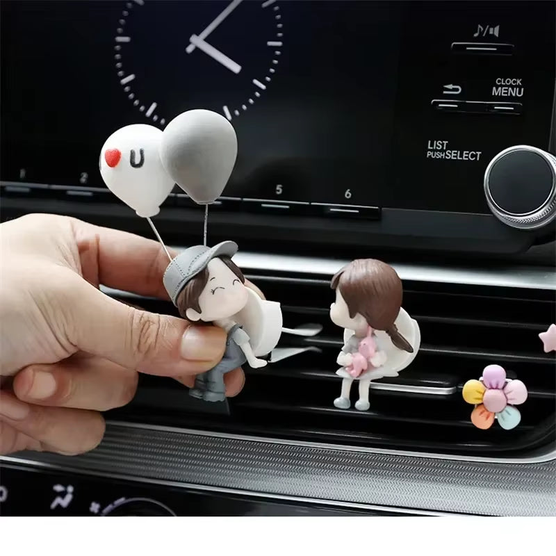 New Car Decoration Cute Cartoon Balloon Couples Action Figure Figurines Auto Interior Accessories for Christmas Girls Gifts