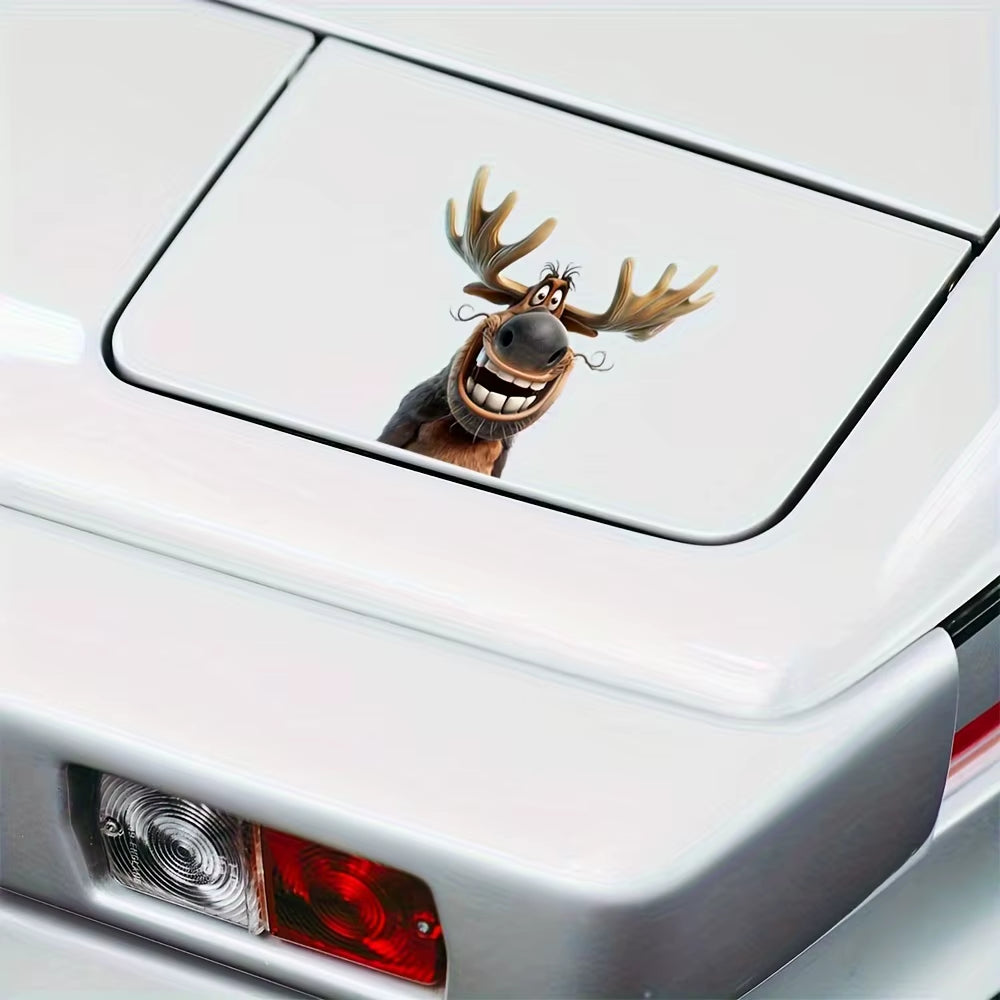 4PCS Cartoon Moose Car Stickers for Auto Window Bumper Side Body Trunk Waterproof Vinyl Decals Durable Christmas Decoration