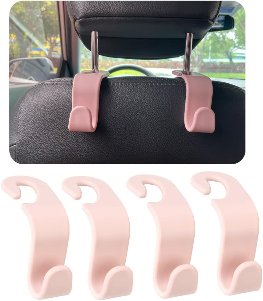 Car Headrest Hook for Purses and Bags 4 Packs, Back Seat Headrest Hanger,Universal Vehicle Storage Organizer(Carbon Fiber,4Pcs)