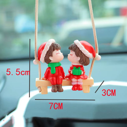 Swing Christmas Car Pendant Car Rearview Mirror Hanging Ornaments Swing Santa Claus Pendant Automobile Decoration Accessories