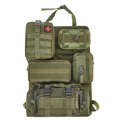 Car Rear Seat Tactical Storage Bag with 5 Molle Pouch Vehicle Molle Panel Organizer,,Hanging Bag Universal Fits for All Vehicel