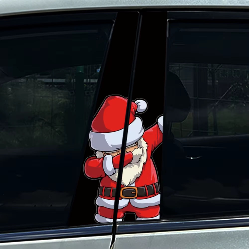 Modern Christmas Claus Car B-Pillar Stickers Auto Center Column Decoration Cover Scratches Waterproof Decals Car Accessories