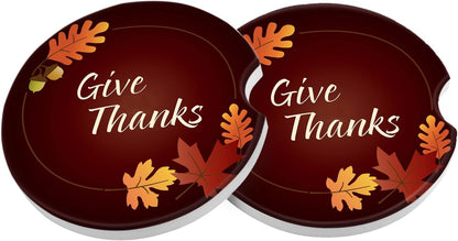 Car Coasters 2 Pack, Small 2.56" Stone Car Cupholder Absorbent Coaster Set for Women Men Drink Cup Holder Coasters (USA Flag)