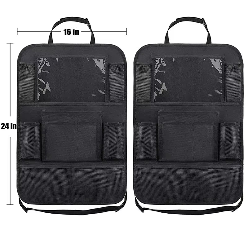 Car Backseat Organizer with Touch Screen Tablet Holder Auto Storage Pockets Cover Car Seat Back Protectors for Trip Kids Travel