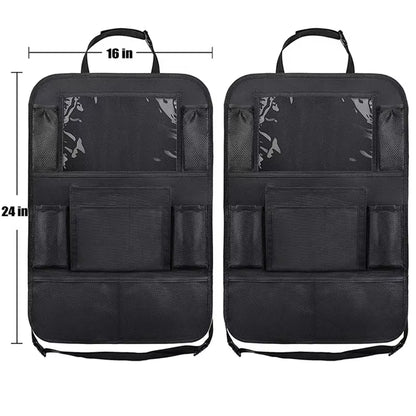 Car Backseat Organizer with Touch Screen Tablet Holder Auto Storage Pockets Cover Car Seat Back Protectors for Trip Kids Travel