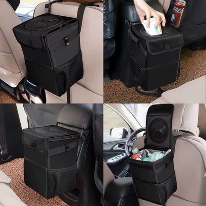 Waterproof Car Trash Can Bin Auto Car Accessories Organizer Garbage Dump for Trash Can Cars Storage Pockets Closeable Portable