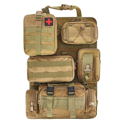 Car Rear Seat Tactical Storage Bag with 5 Molle Pouch Vehicle Molle Panel Organizer,,Hanging Bag Universal Fits for All Vehicel