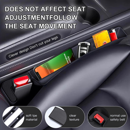 2PCS Car Seat Gap Filler Organizer,Multifunctional Car Gap Fillers with USB and Phone Holder, Universal Car Seat Storage Organizer between Seats for Phone, Keys, Eyeglasses(Black)