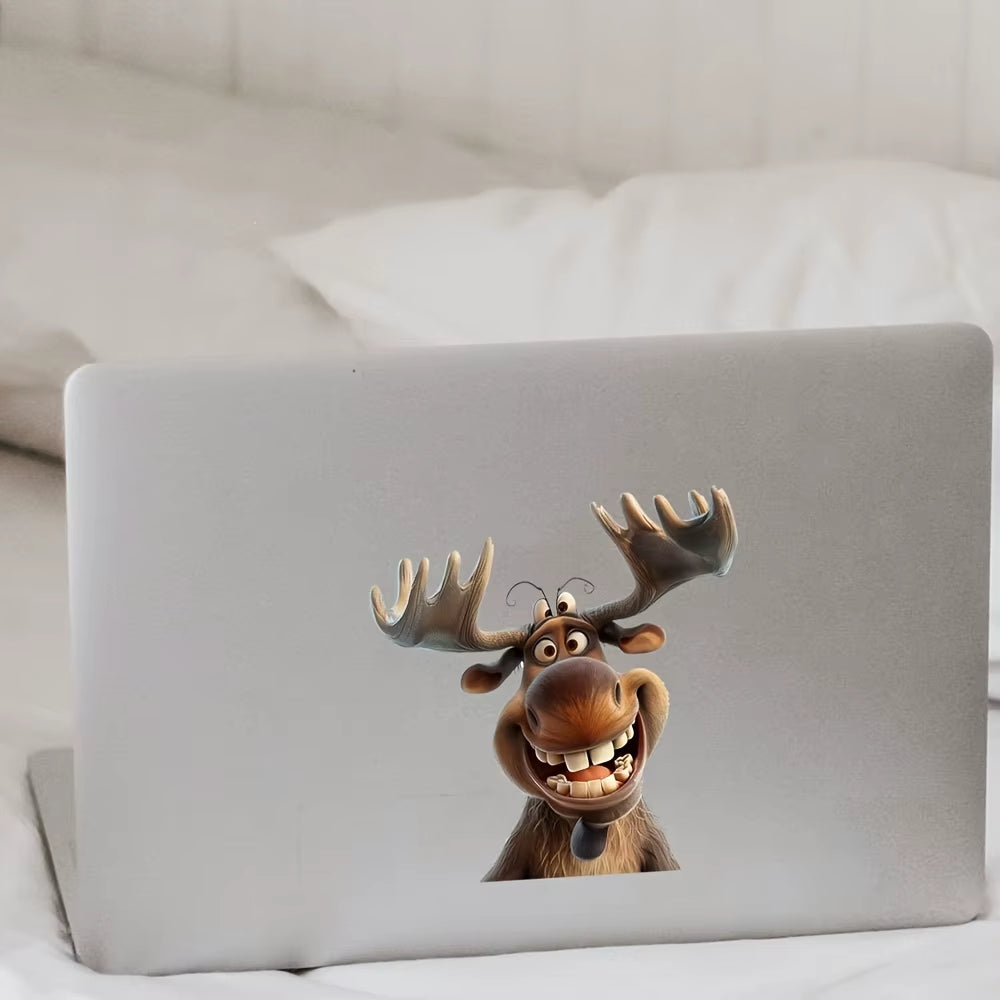 4PCS Cartoon Moose Car Stickers for Auto Window Bumper Side Body Trunk Waterproof Vinyl Decals Durable Christmas Decoration