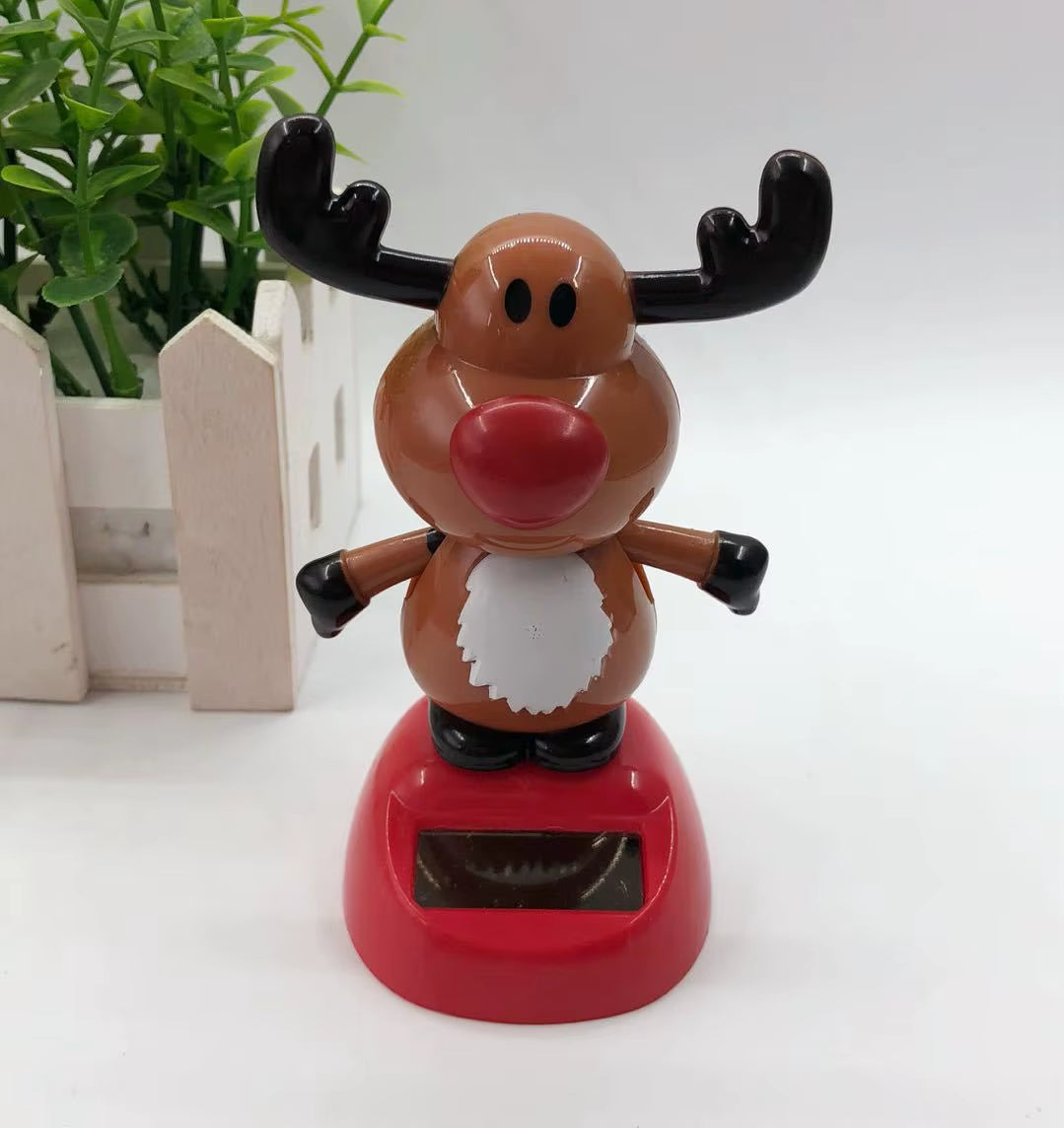 Christmas Car Decoration Solar Dancing Santa Claus Car Ornament Tree Elk Snowman Bobblehead Doll Merry Christmas Gift Accessory