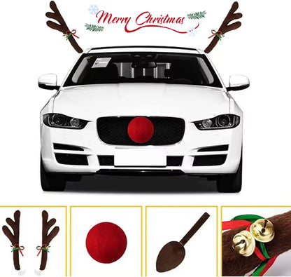 Christmas Antlers Car Set Christmas Car Decoration Antlers Car Christmas Gift Set Car Accessories Decorative Hangings