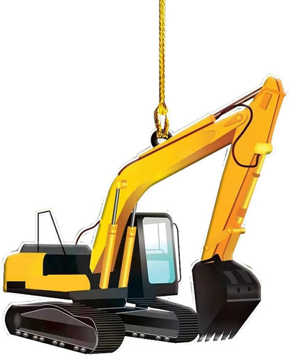 Truck Excavator Fire Truck Jeep Shape Hanging Decoration 2D Vivid Pattern Car Themed Acrylic Flat Pendant for Auto Interior