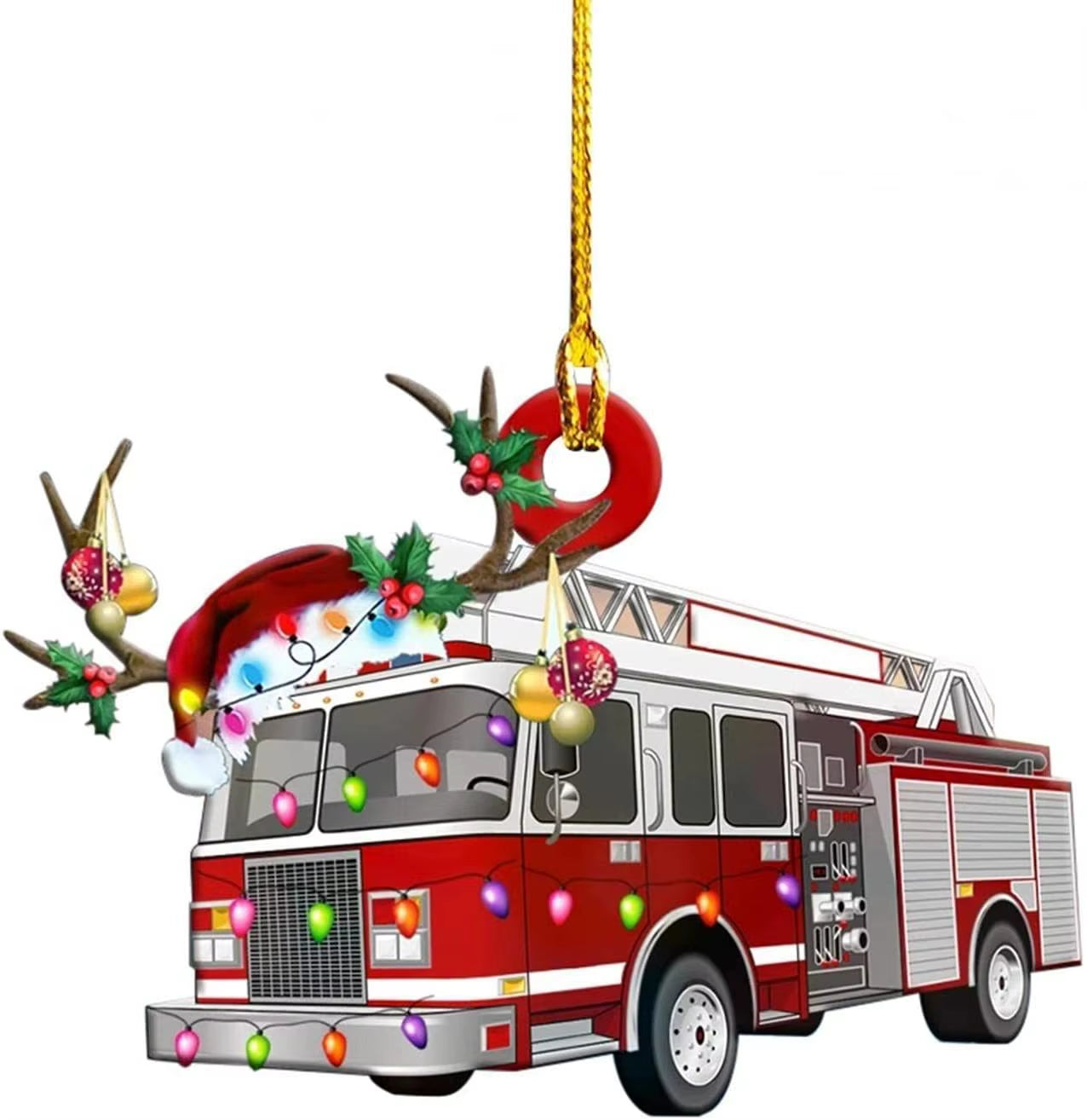 Truck Excavator Fire Truck Jeep Shape Hanging Decoration 2D Vivid Pattern Car Themed Acrylic Flat Pendant for Auto Interior