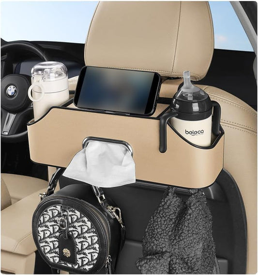 Car Storage Bag, Large Capacity Car Backseat Organizer,Ease of Use,Universal Car Organizer Back Seat,Car Storage Box,Compatible with Most Vehicles,Car Accessories (Beige), 91256