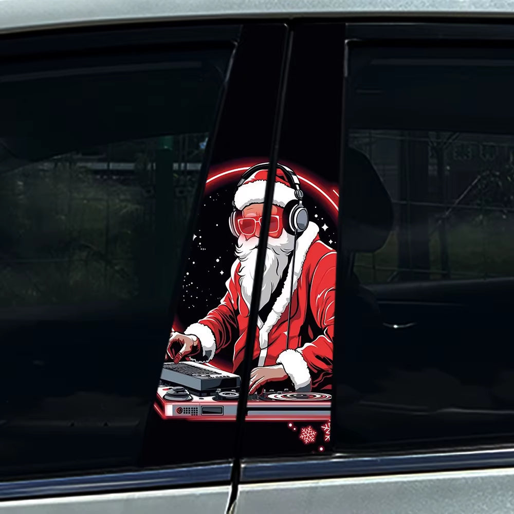 Modern Christmas Claus Car B-Pillar Stickers Auto Center Column Decoration Cover Scratches Waterproof Decals Car Accessories