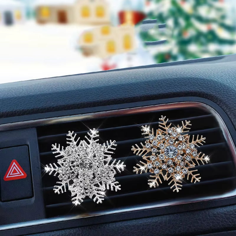 Water Drill Snowflake Car Air Conditioning Outlet Perfume Clip Car Perfume Interior Accessories Christmas Fragrance Decorations