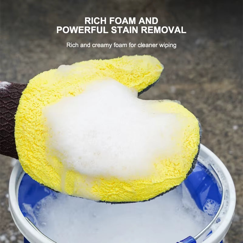 SEAMETAL Car Wash Glove Double-Faced Coral Fleece Auto Cleaning Mitt Gloves Car Window Door Glass Paint Cleaner Care Products