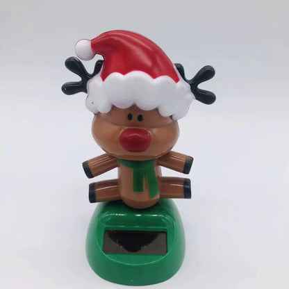 Christmas Car Decoration Solar Dancing Santa Claus Car Ornament Tree Elk Snowman Bobblehead Doll Merry Christmas Gift Accessory