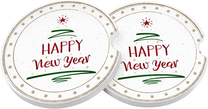 Car Coasters 2 Pack, Small 2.56" Stone Car Cupholder Absorbent Coaster Set for Women Men Drink Cup Holder Coasters (USA Flag)