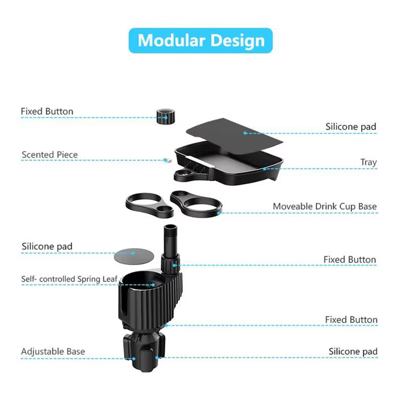 4 in 1 Car Cup Holder Extension Food Tray 360-Degree Rotation Center Console Snacks Tray Drink Holder 3Kg Load-Bearing