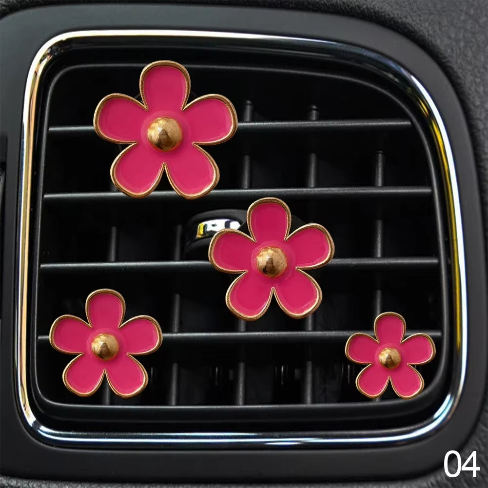 4Pcs/Set Car Outlet Vent Perfume Clips Car Air Freshener Conditioning Aromatherapy Small Daisy Interior Decoration Accessories