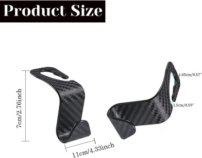 Car Headrest Hook for Purses and Bags 4 Packs, Back Seat Headrest Hanger,Universal Vehicle Storage Organizer(Carbon Fiber,4Pcs)
