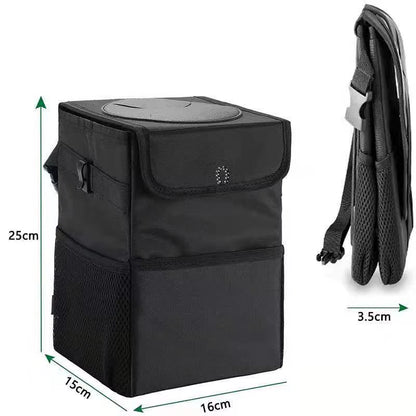 Waterproof Car Trash Can Bin Auto Car Accessories Organizer Garbage Dump for Trash Can Cars Storage Pockets Closeable Portable