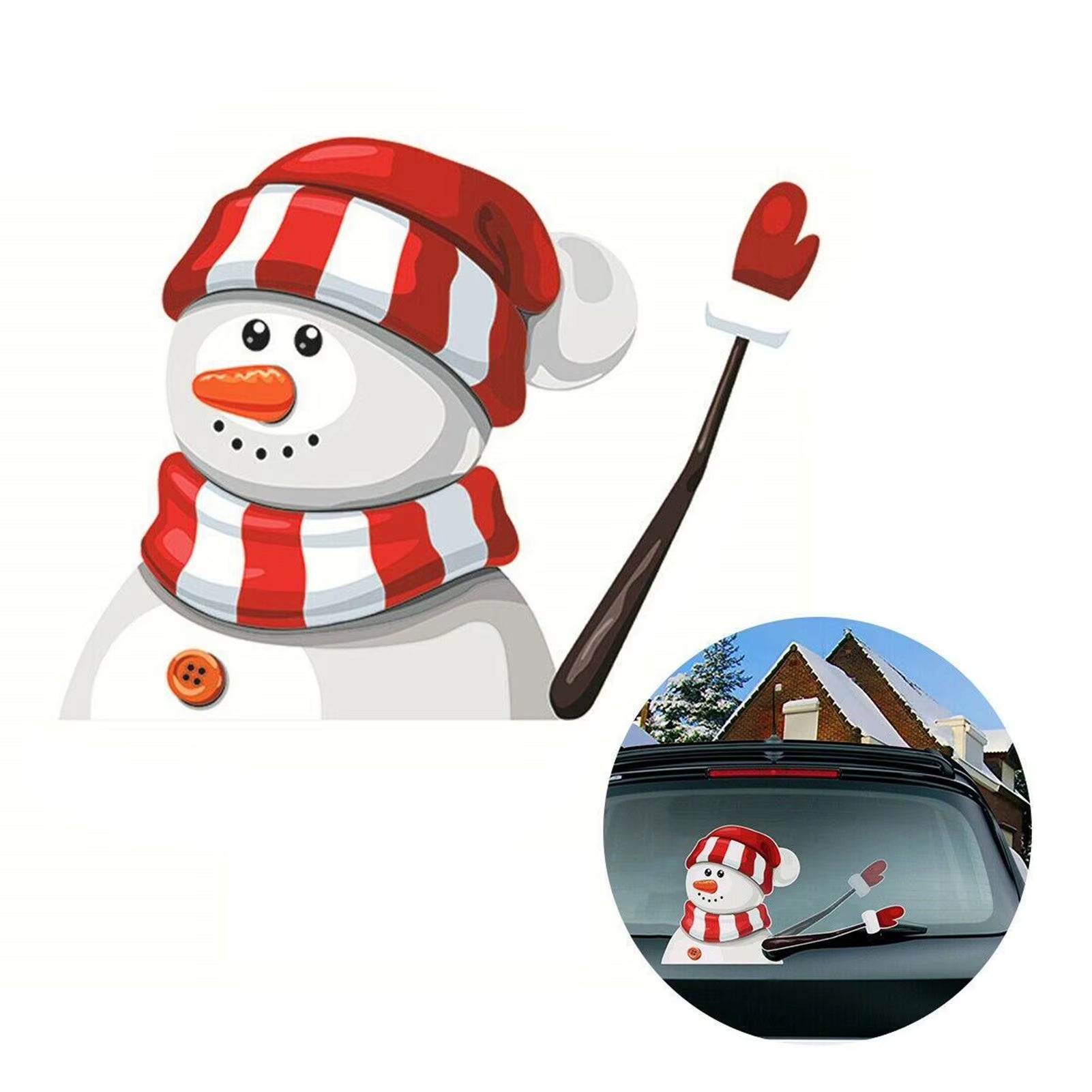 Car Window Wiper Sticker Xmas Santa Claus Cartoon Rear Windshield Window Waving Stickers Decals Car Christmas Accessories