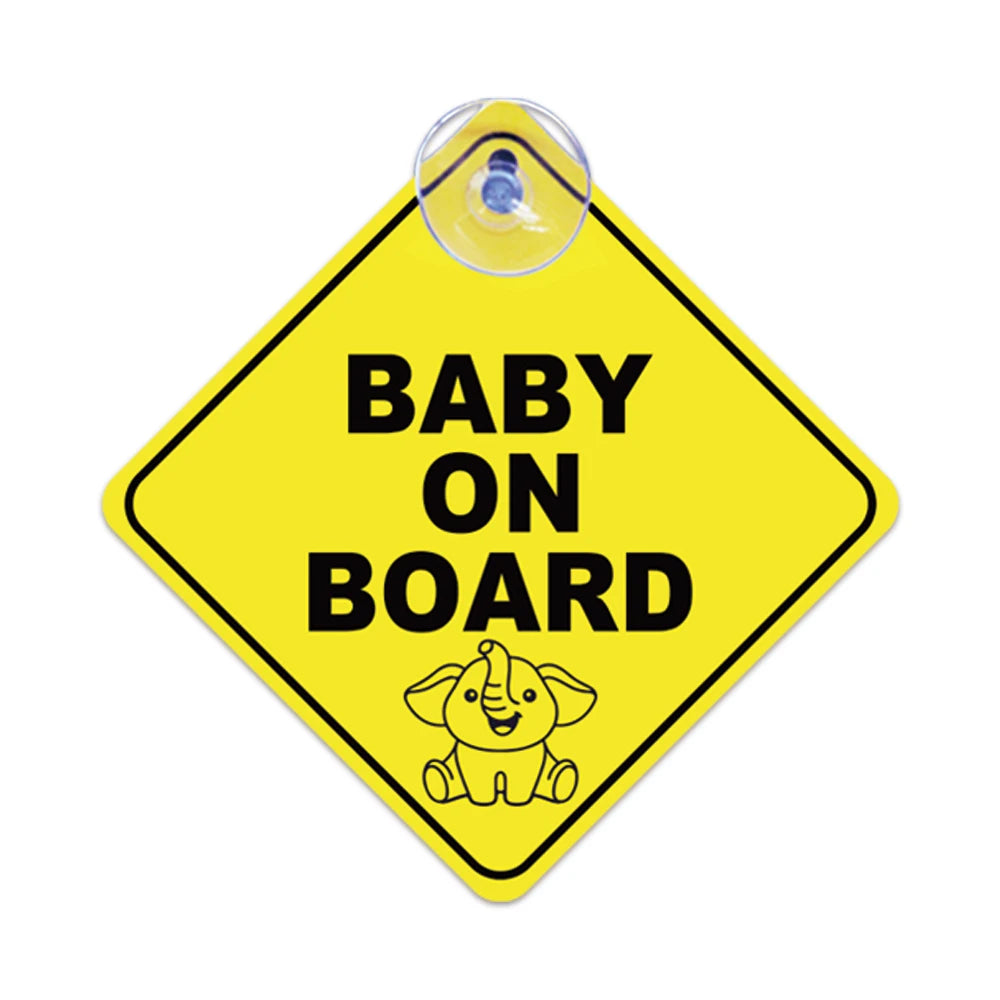 Baby on Board Warning Signs with Suction Cups for Car Window Waterproof Sunproof Durable and Strong Safety Warning Car Sticker