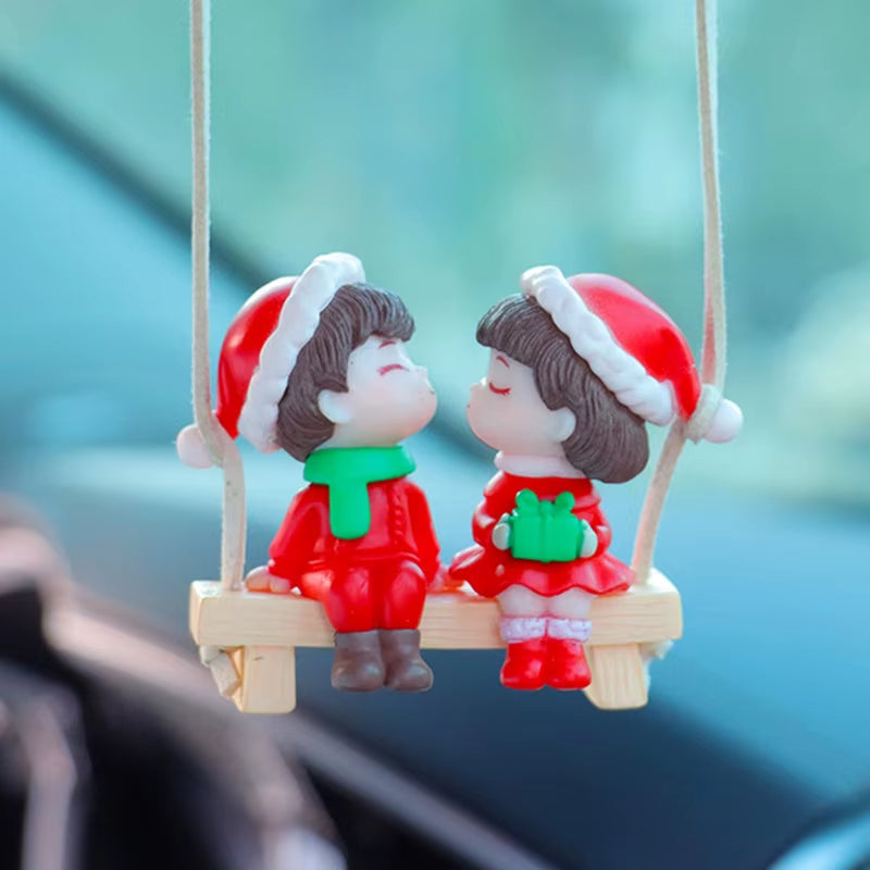 Swing Christmas Car Pendant Car Rearview Mirror Hanging Ornaments Swing Santa Claus Pendant Automobile Decoration Accessories