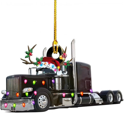 Truck Excavator Fire Truck Jeep Shape Hanging Decoration 2D Vivid Pattern Car Themed Acrylic Flat Pendant for Auto Interior