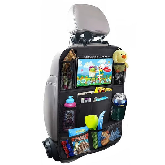 Car Backseat Organizer with Touch Screen Tablet Holder Auto Storage Pockets Cover Car Seat Back Protectors for Trip Kids Travel